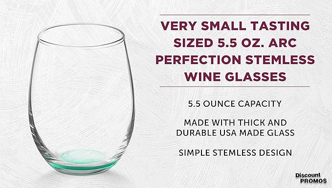 DISCOUNT PROMOS Stemless Wine Glasses by ARC 5.5 oz. Set of 12, Bulk Pack - Image 3