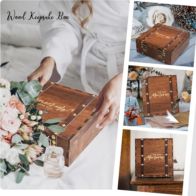 AW BRIDAL Wedding Memory Box for Keepsakes, Wooden Keepsake Boxes - Image 7