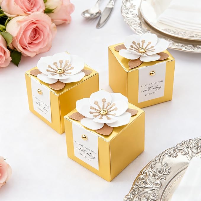 FEIYI 20 PCS Candy Boxes, 3 In 1 Gold Favor Boxes - Image 7