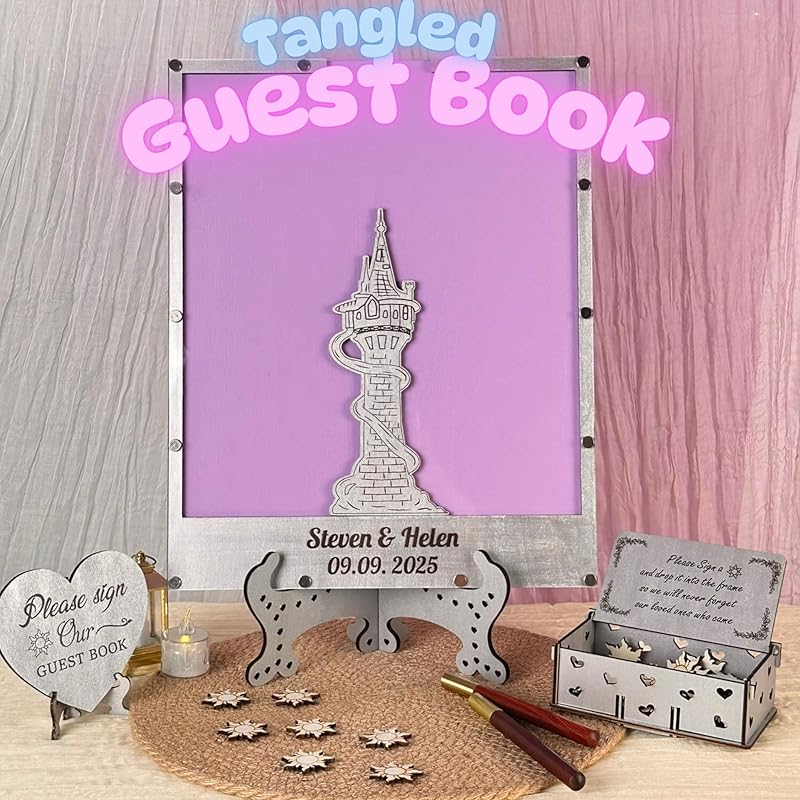Tangled Guest Book for Wedding | Silver Princess Tower Guest Book Alternative | - Image 2