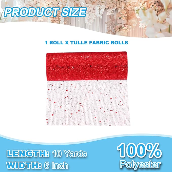 PATIKIL Tulle Fabric Rolls, 6 Inch by 10 Yards Fabric Spool Tulle Sparkling - Image 2