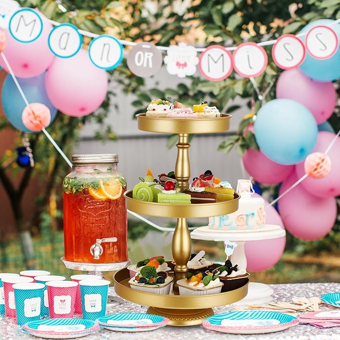 Maxdot 2 Pcs 3 Tier Cupcake Stand Holder, Round Cupcake Stand Serving Tray - Image 7