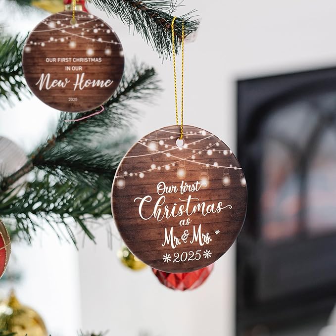 Wedding Gifts for Couples 2025, First Married Christmas Ornament, Mr and Mrs - Image 6