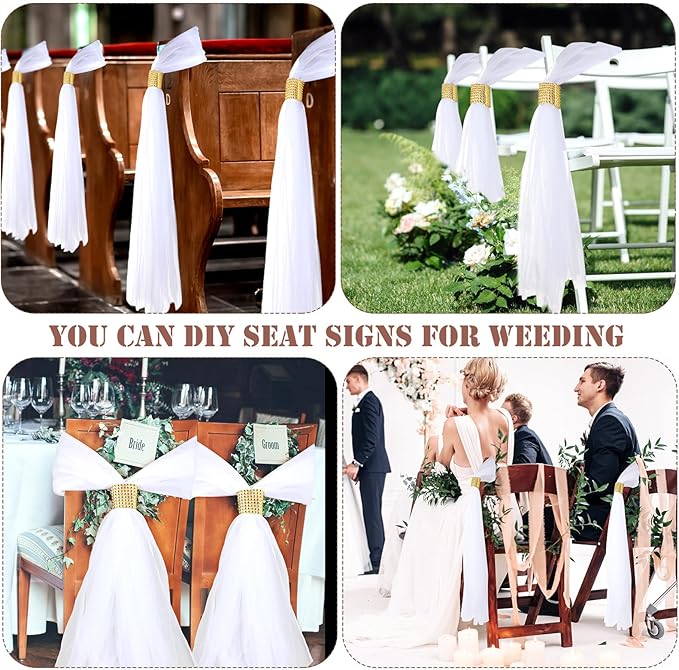 24 Set Wedding Aisle Chair Decorations 31.5 Inch Pew Bows - Image 6