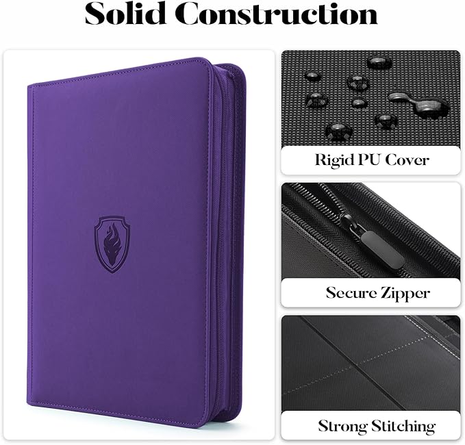 Premium Zip Card Binder, Fabmaker 9 Pocket Trading Card Binder, PU Cover Zipper - Image 2