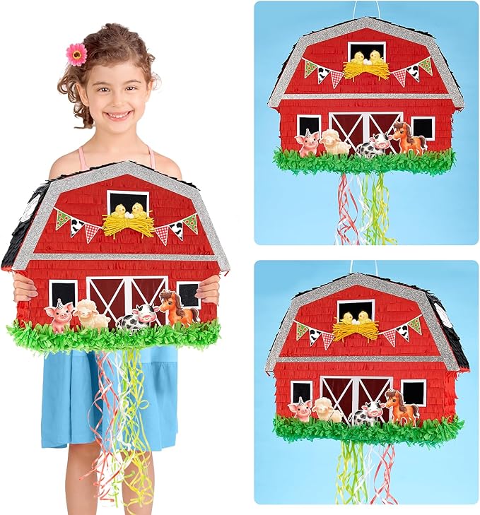 WERNNSAI Red Farm Animal Piñata - Image 5
