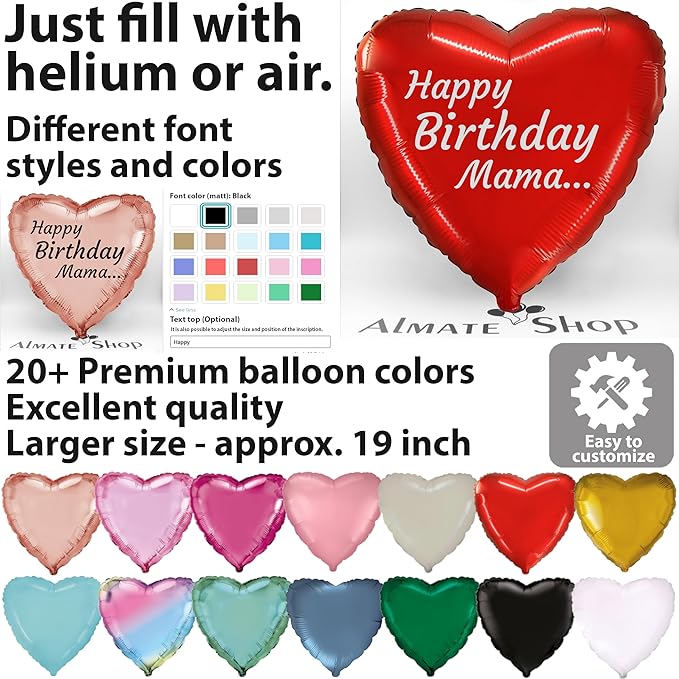 Сustom Balloons Name Personalized foil Balloon Heart 19 inch Satin and Glossy - Image 3