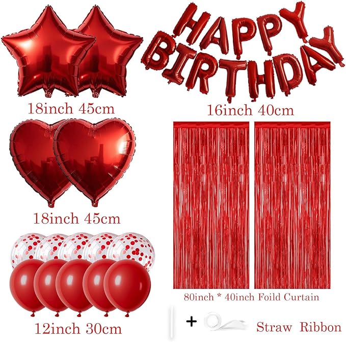 29 Pcs Red Birthday Party Decorations - Image 2