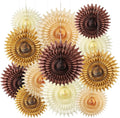 12PCS Paper Fans Brown Neutral Boho Party Decorations Tissue Paper Flowers by Unknown