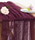 Pearl Table Runner 29 x 120 Inch Tulle Fabric Lace Table Runners Boho Rustic by JALANCY