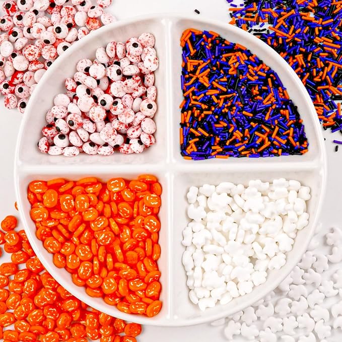 Halloween Sprinkles for Cake Decorating, Edible Candy Eyeballs, Pumpkin Sugar - Image 3