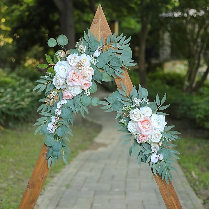 Artificial Blush Pink Wedding Arch Flower Swags Set of 2 - Image 8
