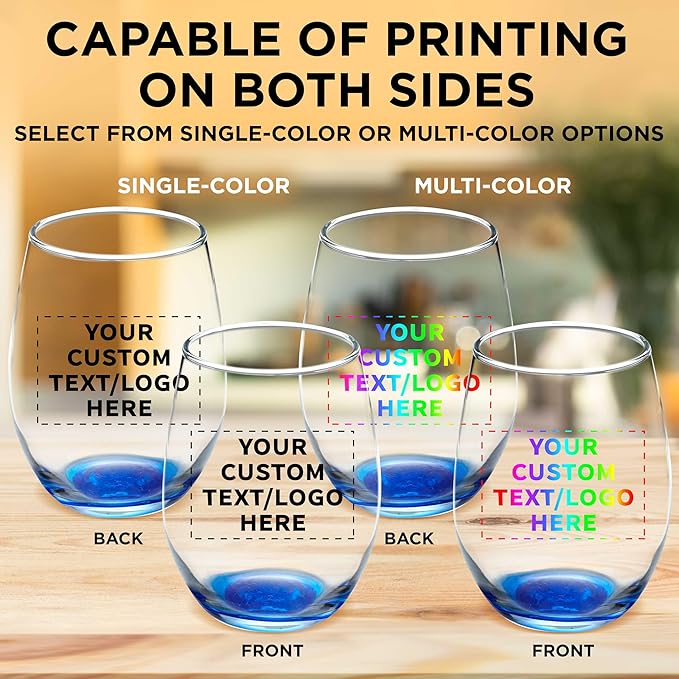 Custom Stemless Wine Glass 9 oz. Set of 50, Personalized Bulk Pack - Image 6
