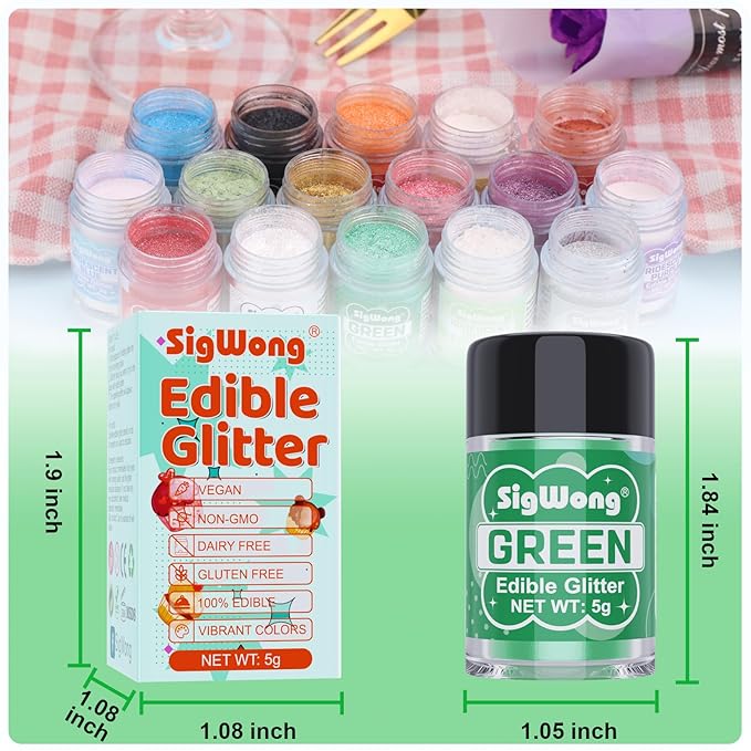 Green Edible Glitter - 5g Food Grade Cake Decorating Shimmering Glitter - Image 6