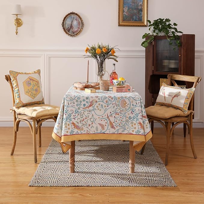 patdrea Designer Small French Rectangular Tablecloth, Vintage Yellow Floral - Image 8