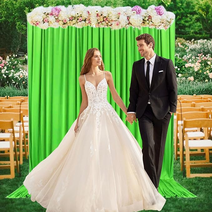 2 Panels Green Backdrop Curtain, 10 x 10 Feet Background Curtains - Image 5