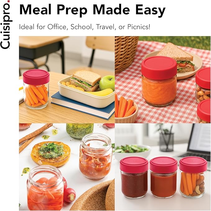 Cuisipro Jars with Lids, 6 Oz Glass Jars with Airtight Lid Wide Mouth, 4 Pack - Image 7