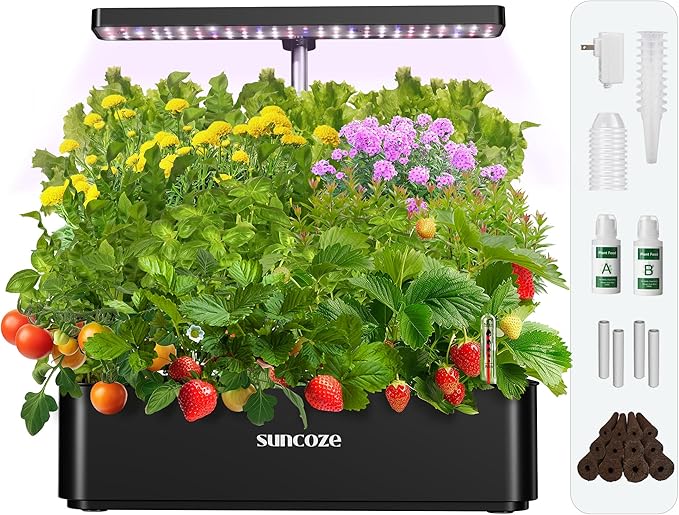 SUNCOZE Hydroponics Growing System Kit 12 Pods, 24W LED Grow Light Indoor Garden - Image 9