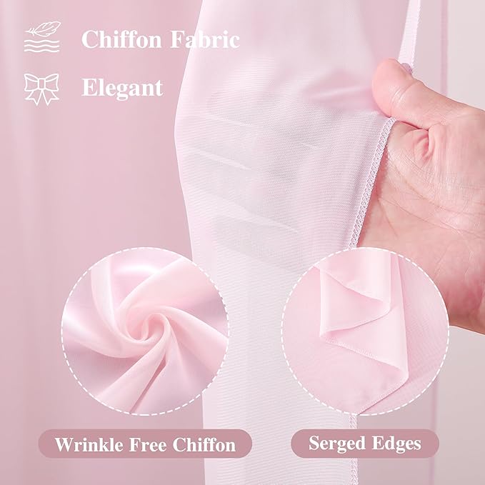 Wedding Arch Draping Fabric 1 Panel 18Ft Blush Chiffon Fabric Drapes Arbor - Image 2
