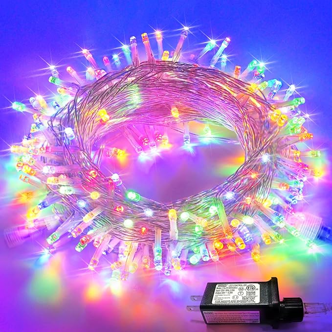 JMEXSUSS 250 LED Christmas Lights Indoor, 91.5ft Connectable Multicolor by JMEXSUSS