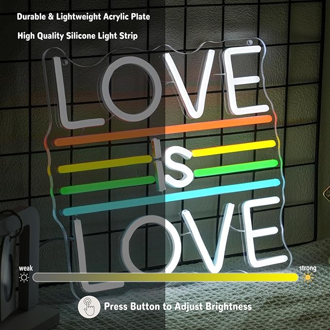 Love Is Love Neon Sign for Wall Decor Wedding Neon Light Pride Rainbow LED Neon - Image 5