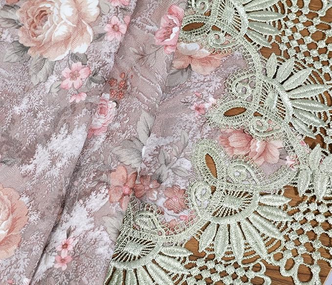 vctops Damask Lace Patchwork Tablecloth Luxury Square Small Table Cover Elegant - Image 5