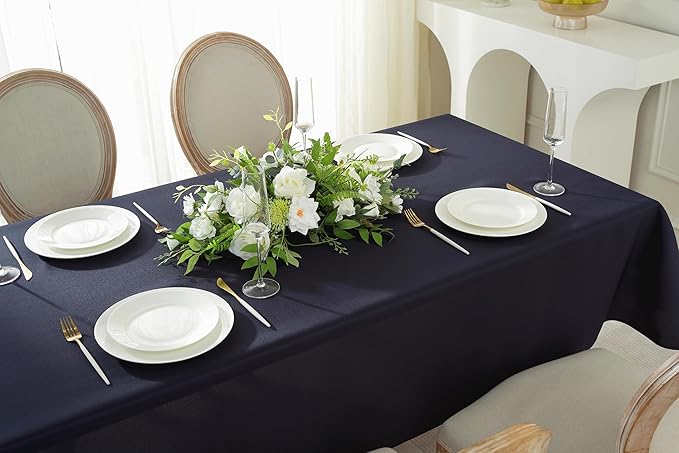 Craft And Party Rectangle Tablecloth, 70 x 90 Inch Navy Blue Tablecloth - Image 4