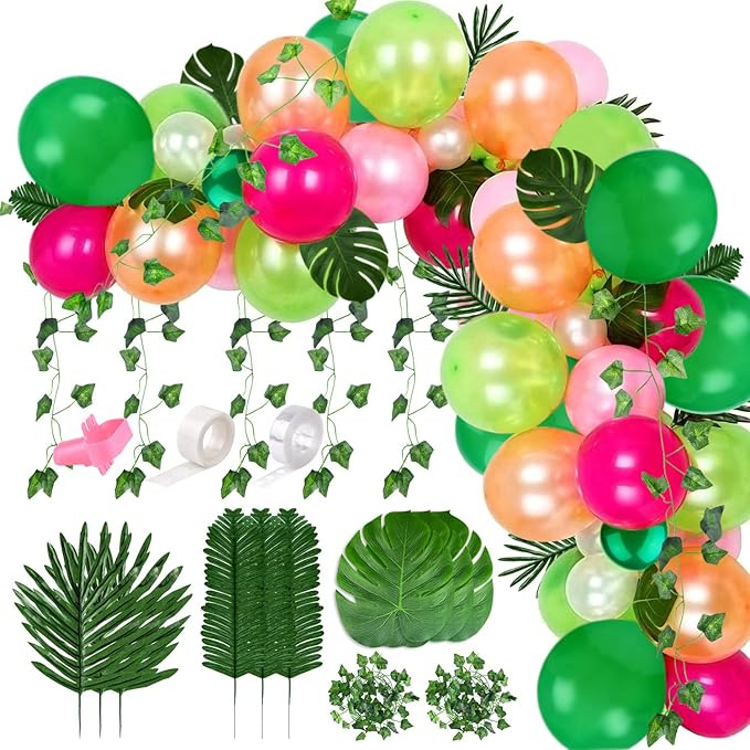 FEPITO 124Pcs Tropical Balloons Garland Kit by FEPITO