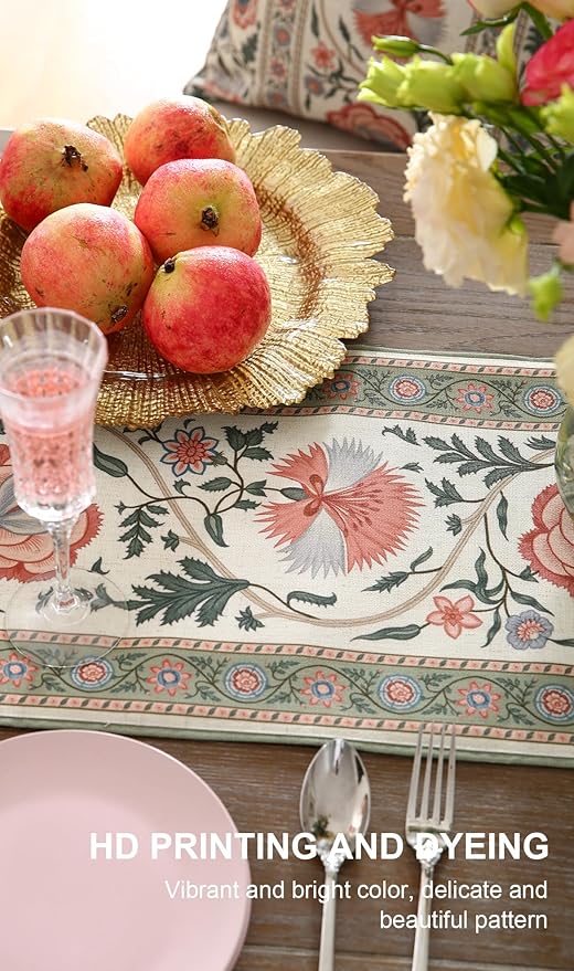 ISAENNE Designer Vintage Linen Extra Long Table Runner 118 Inches, Elegant - Image 5