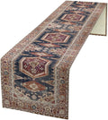 Vintage Boho Table Runner, Flower Geometric Design Rustic Farmhouse Table Runner by Unknown