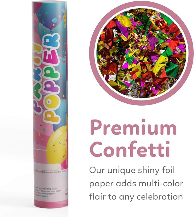 Confetti Poppers Confetti Cannon | 12 Pack | Glitter Multicolor | Party Poppers - Image 3