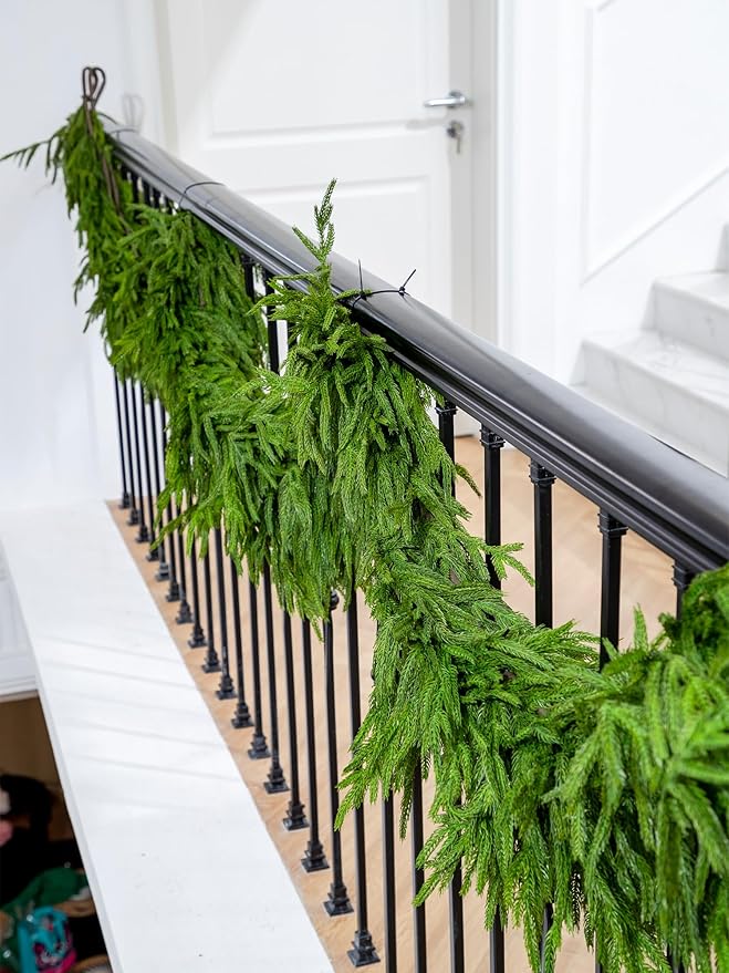 15FT Extra Full Christmas Garland Norfolk Pine Garland Realistic Artificial - Image 7