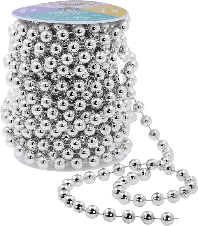 Mandala Crafts 10mm Faux Metallic Silver Pearl Beads Roll - Image 2