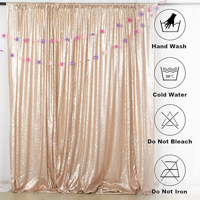 ShiDianYi Champagne Sequin Backdrop 8FTx10FT Photography Backdrops Wedding - Image 5