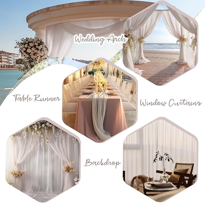 PARTISKY 10ftx7ft Taupe Chiffon Backdrop Curtains, Wrinkle-Free Sheer Fabric - Image 2