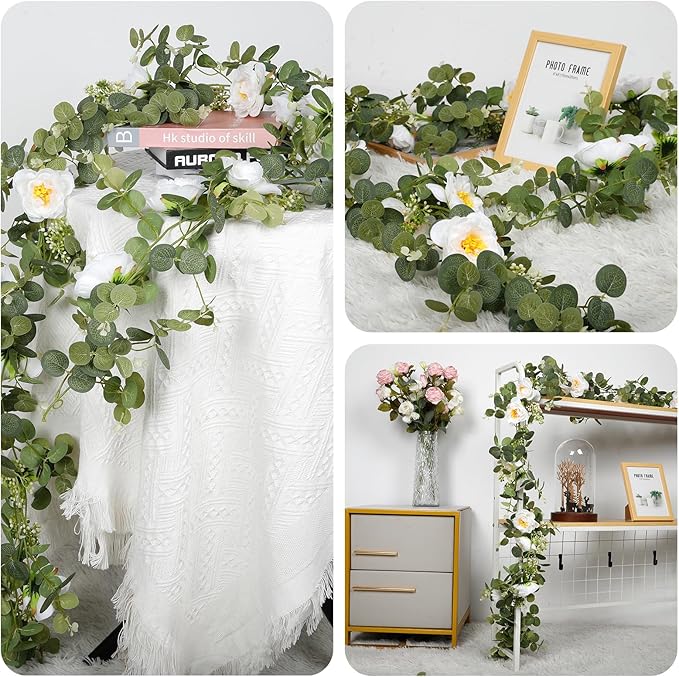 2 Pcs Total13Ft Eucalyptus Flower Garland - Image 5