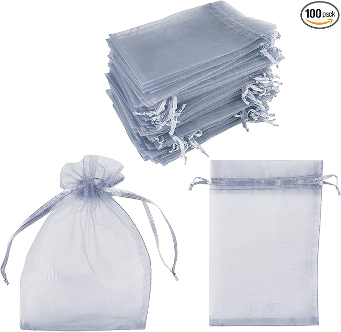 Super Z Outlet 100 Pack 5x7 Inch Mini Sheer Drawstring Organza Transparent Bags by SuperZOutlet