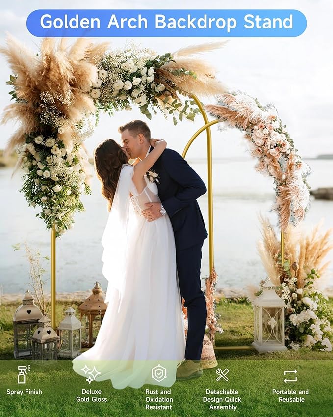 HEMMOTOP Metal Arch Backdrop Stand Set of 2, Wedding Arch Frame, Stable - Image 2