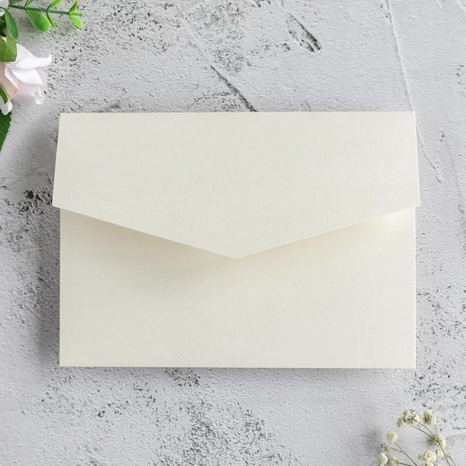 20 PCS Ivory Tri-fold Laser Cut Wedding Invitation Pockets - Image 5