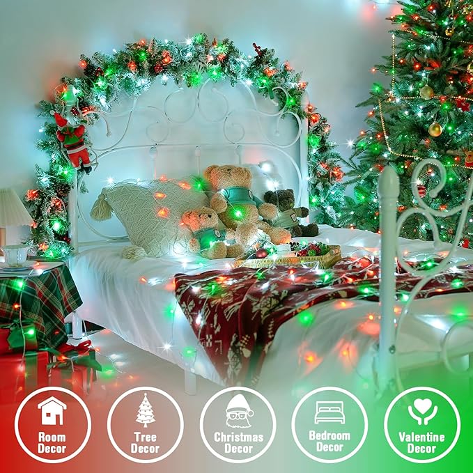 JMEXSUSS 500 LED Red White and Green Christmas Lights, 8 Modes 163ft String - Image 8
