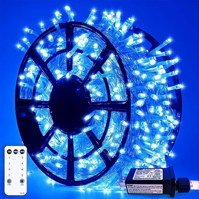 JMEXSUSS 163 FT 500 LED Blue Christmas Lights Outdoor, Waterproof Blue String by JMEXSUSS