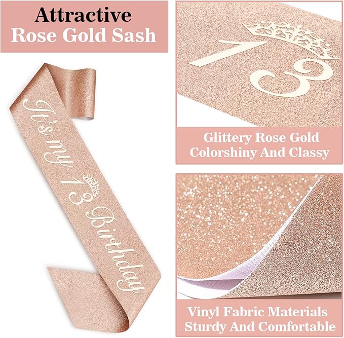 13th Birthday Decorations for Girls, Including Sash, Crown/Tiara, Candles and - Image 5