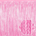 4 Pack Macaron Pink Wave Foil Fringe Curtain Backdrop, 3.28Ft x 8.2Ft Metallic by Ferwzsr