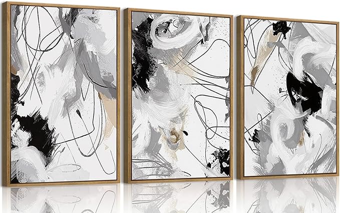 myusuar 3 Piece Large Modern Abstract Canvas Framed Wall Art by Unknown
