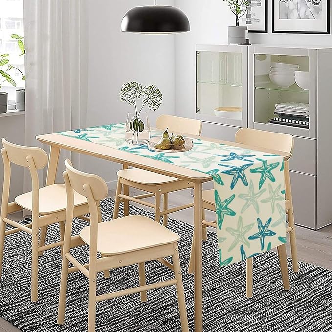 Starfish Plaid Table Flag Green Plaid and Marine Life Starfish Kitchen Table - Image 4