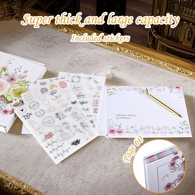 Wedding Guest Book, 9x7''120 Page/60 Sheets Hardcover Personalized Wedding - Image 5