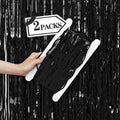 2 Pcs Black Metallic Tinsel Foil Fringe Curtains Backdrop, 3.28 ft x 6.56 ft by VHUWE
