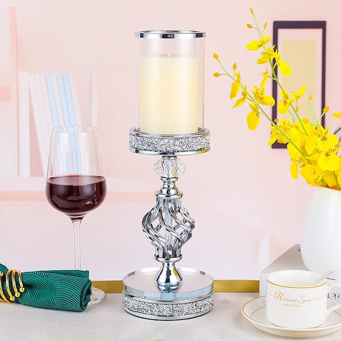 Hanjue Crystal Candle Holders for Pillar Candle, Metal Crystal Candle Holder - Image 6