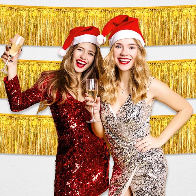3 Pack 10 Long Gold Metallic Foil Fringe Garland Wall Hanging Tassle Banner - Image 6