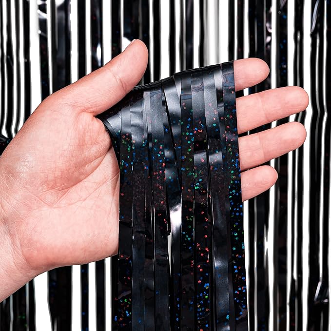 Black Tinsel Curtain Party Backdrop - Image 4